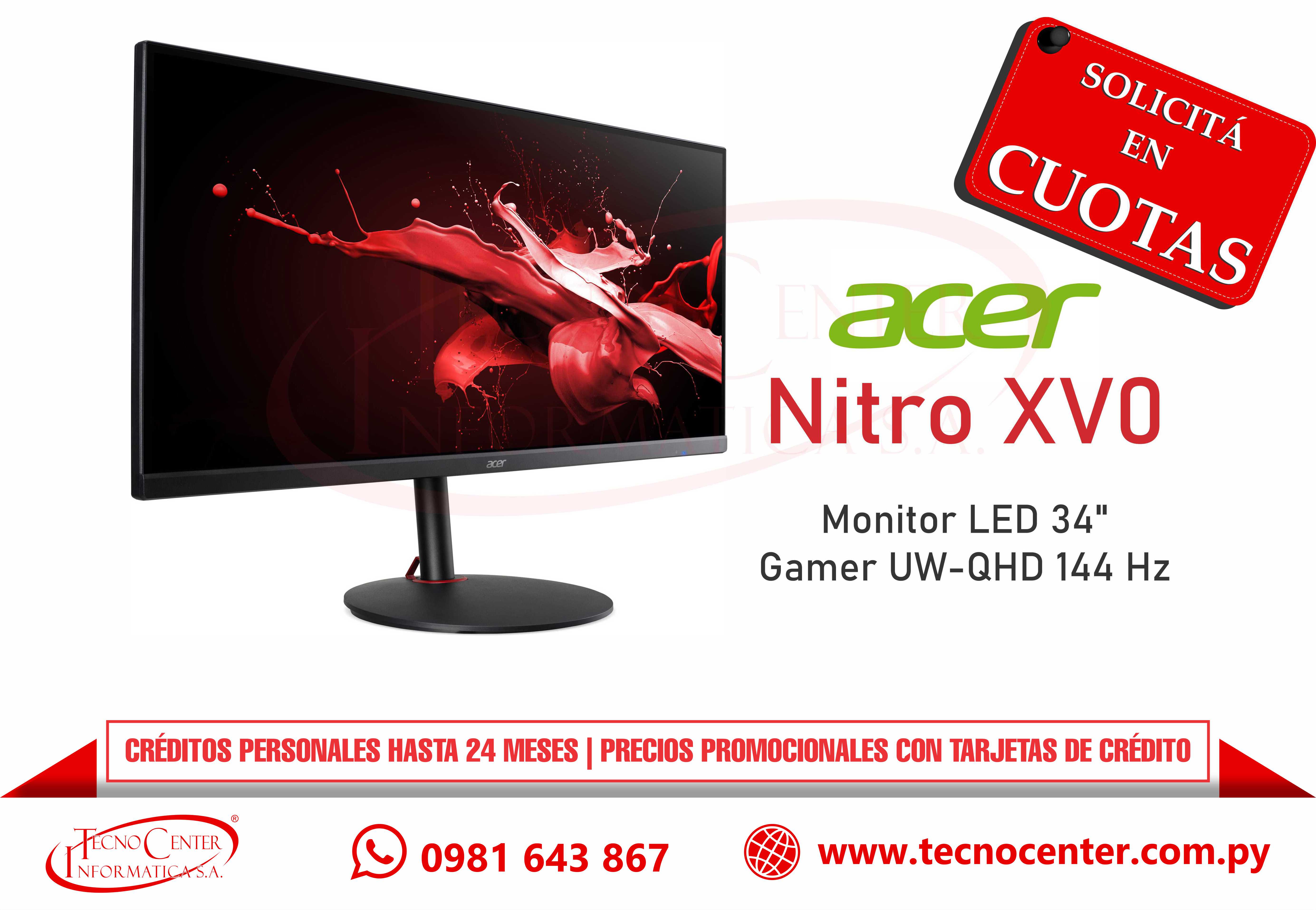 Monitor LED Gamer 34” Acer Nitro XV0 144 Hz